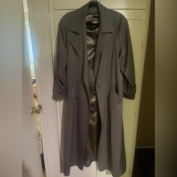 100% Wool Trench Coat - Olive Green Gorgeous Vintage - Picture 5 of 16